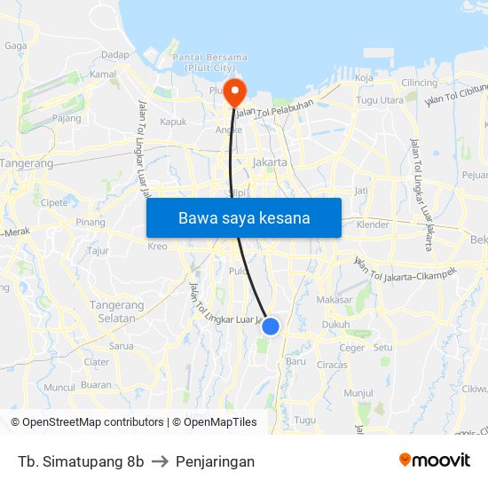 Tb. Simatupang 8b to Penjaringan map