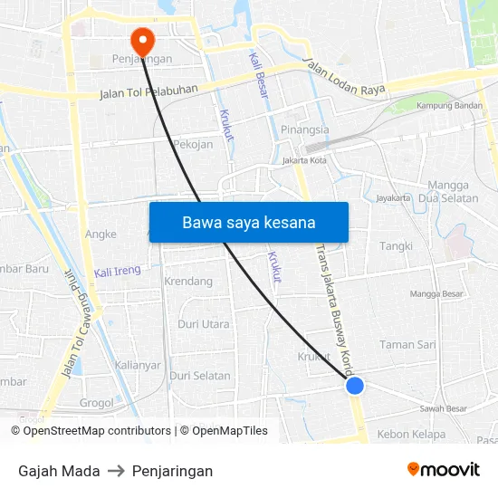 Gajah Mada to Penjaringan map