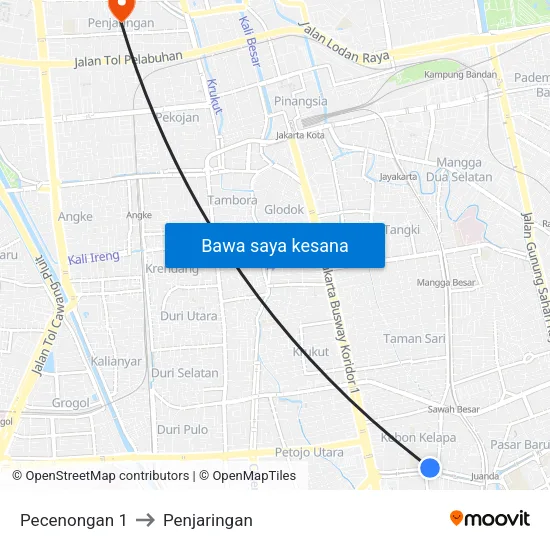 Pecenongan 1 to Penjaringan map