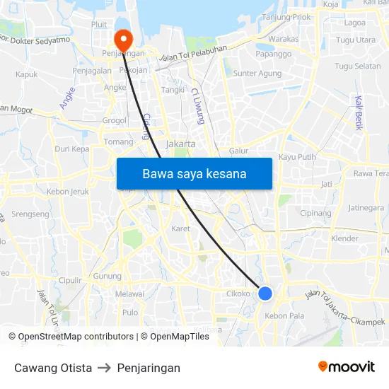 Cawang Otista to Penjaringan map