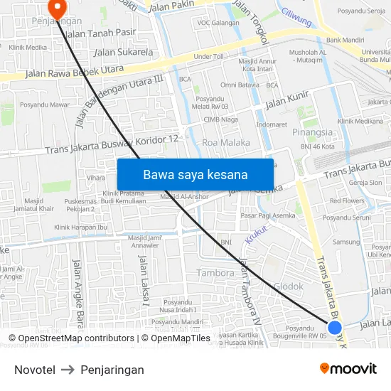Novotel to Penjaringan map