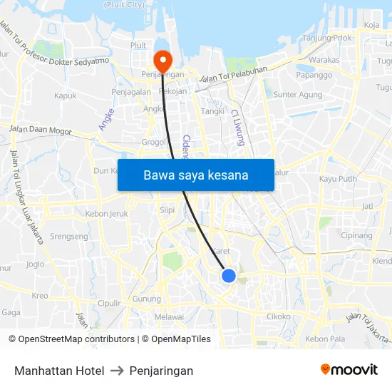 Manhattan Hotel to Penjaringan map