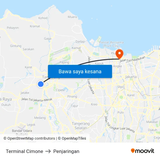 Terminal Cimone to Penjaringan map