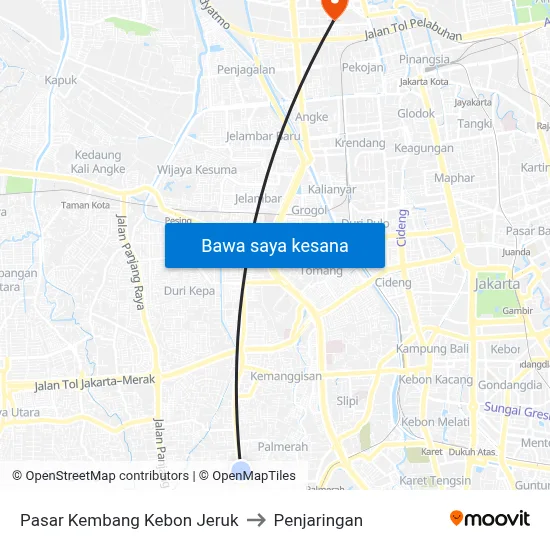 Pasar Kembang Kebon Jeruk to Penjaringan map