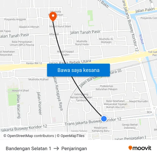Bandengan Selatan 1 to Penjaringan map