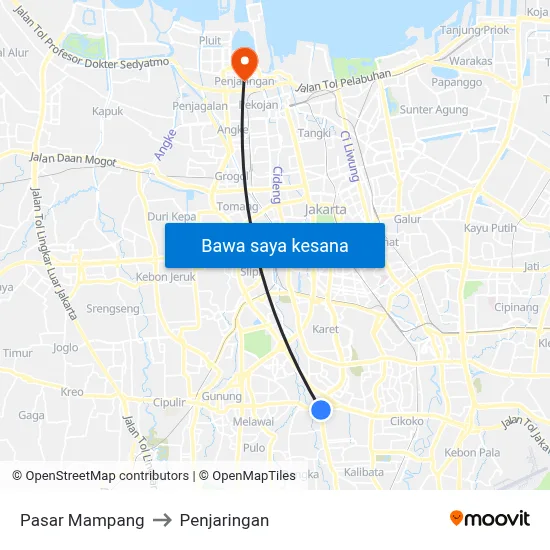 Pasar Mampang to Penjaringan map