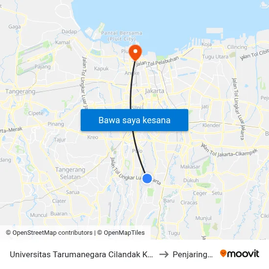 Universitas Tarumanegara Cilandak Kko to Penjaringan map