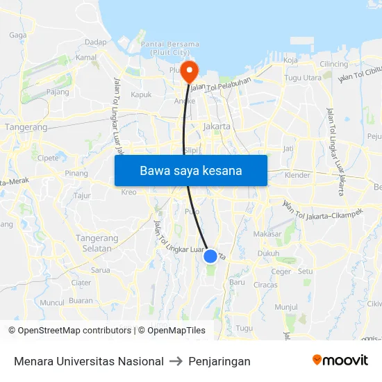 Menara Universitas Nasional to Penjaringan map