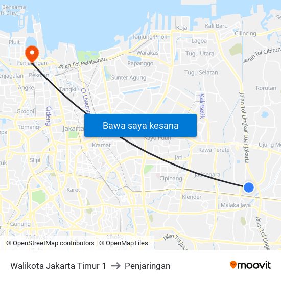 Walikota Jakarta Timur 1 to Penjaringan map