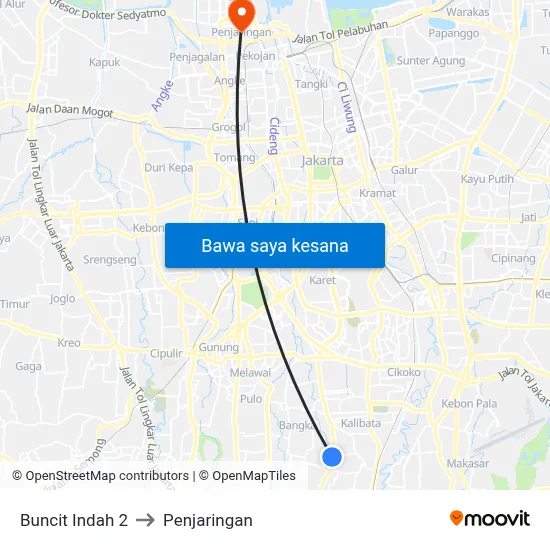 Buncit Indah 2 to Penjaringan map