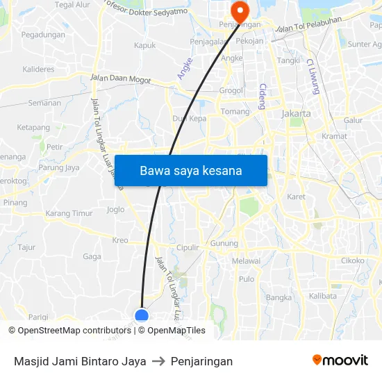 Masjid Jami Bintaro  Jaya to Penjaringan map