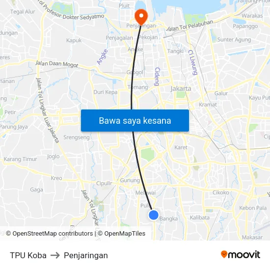 TPU Koba to Penjaringan map