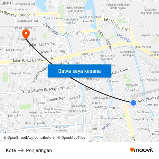 Kota to Penjaringan map