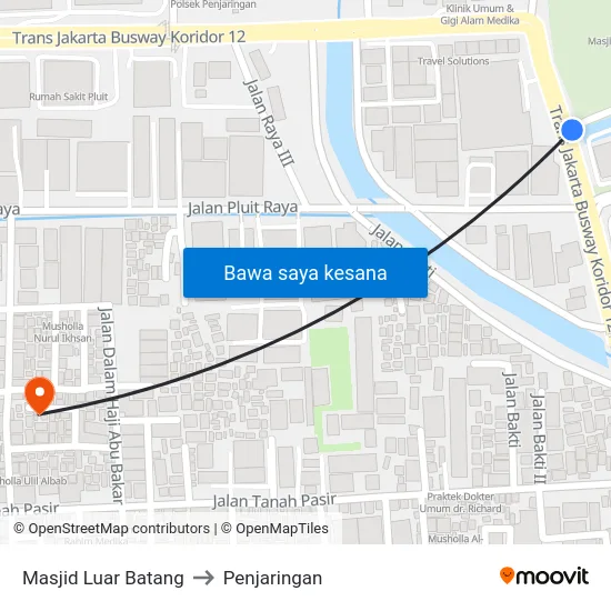 Masjid Luar Batang to Penjaringan map