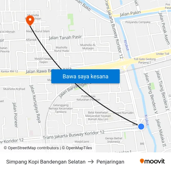Simpang Kopi Bandengan Selatan to Penjaringan map