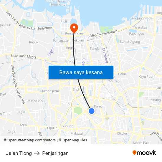 Jalan Tiong to Penjaringan map