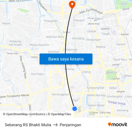 Seberang RS Bhakti Mulia to Penjaringan map