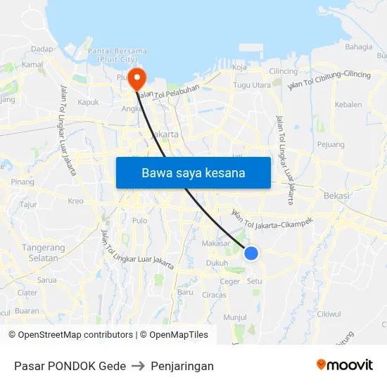 Pasar PONDOK Gede to Penjaringan map