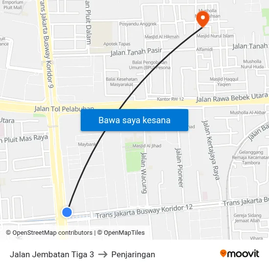 Jalan Jembatan Tiga 3 to Penjaringan map