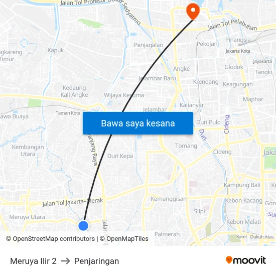 Meruya Ilir 2 to Penjaringan map
