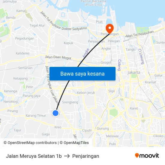 Jalan Meruya Selatan 1b to Penjaringan map