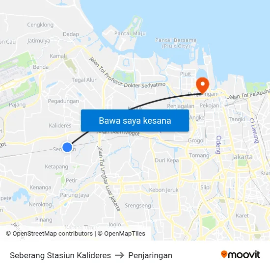 Seberang Stasiun Kalideres to Penjaringan map