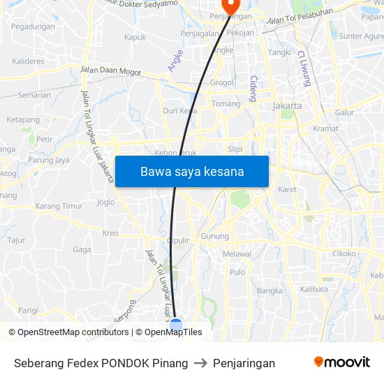 Seberang Fedex PONDOK Pinang to Penjaringan map