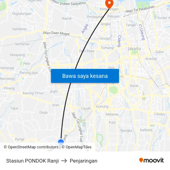 Stasiun PONDOK Ranji to Penjaringan map