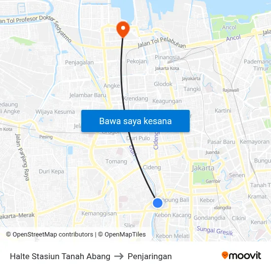Halte Stasiun Tanah Abang to Penjaringan map