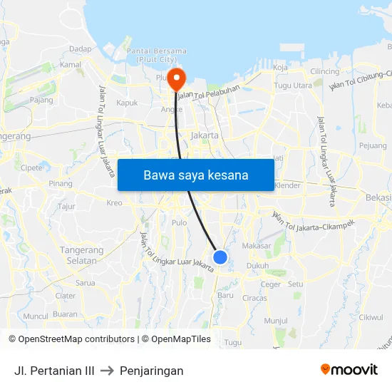 Jl. Pertanian III to Penjaringan map