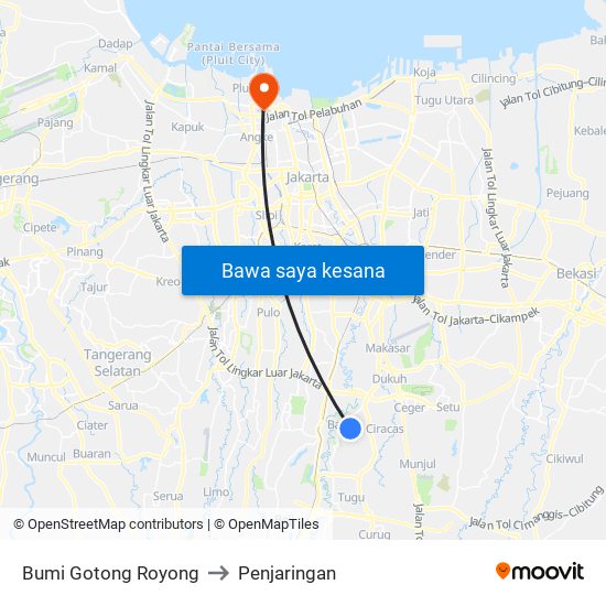 Bumi Gotong Royong to Penjaringan map