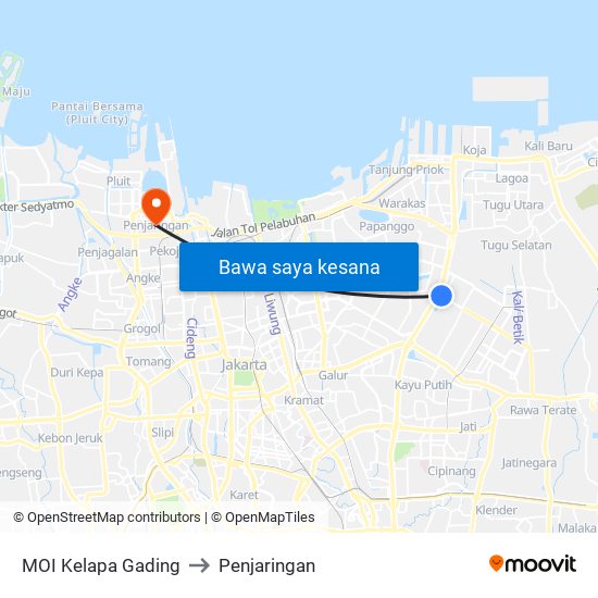 MOI Kelapa Gading to Penjaringan map