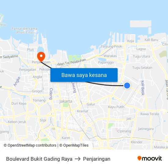 Boulevard Bukit Gading Raya to Penjaringan map
