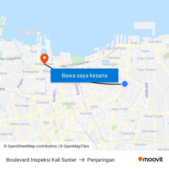Boulevard Inspeksi Kali Sunter to Penjaringan map