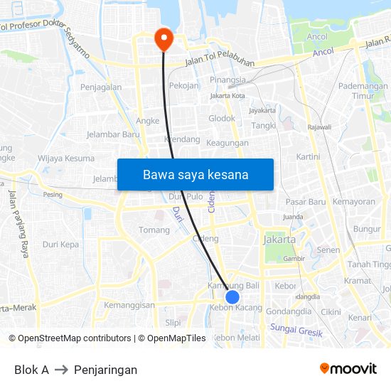 Blok A to Penjaringan map