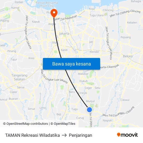 TAMAN Rekreasi Wiladatika to Penjaringan map