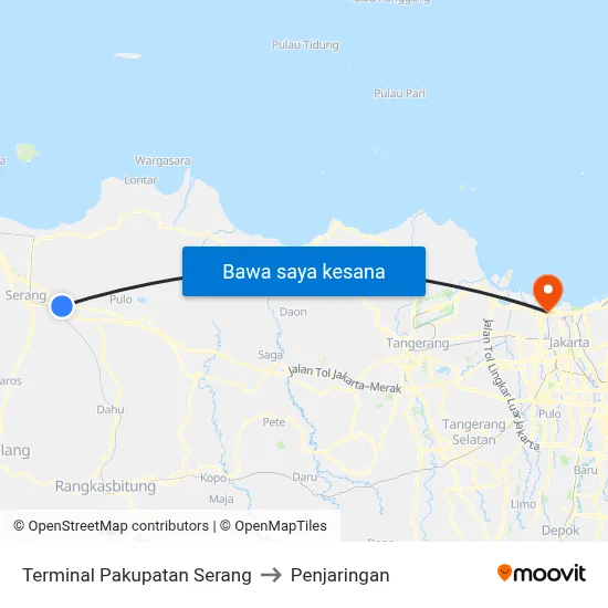 Terminal Pakupatan Serang to Penjaringan map