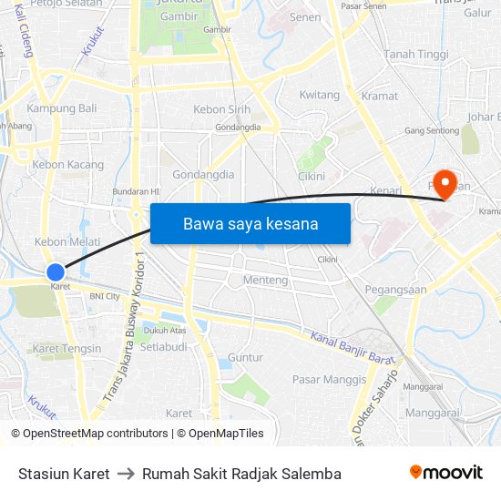 Stasiun Karet to Rumah Sakit Radjak Salemba map