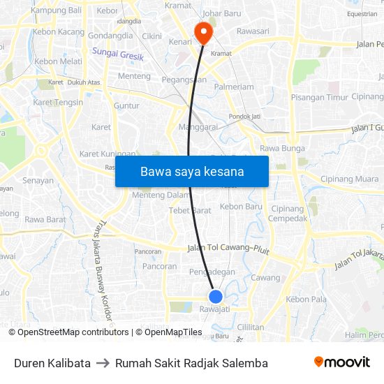 Duren Kalibata to Rumah Sakit Radjak Salemba map