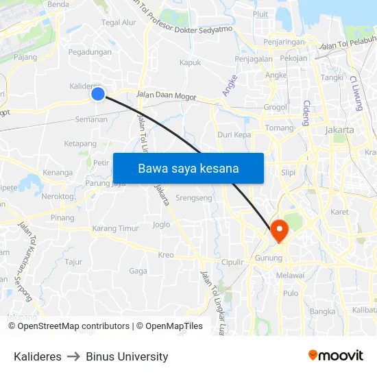 Kalideres to Binus University map