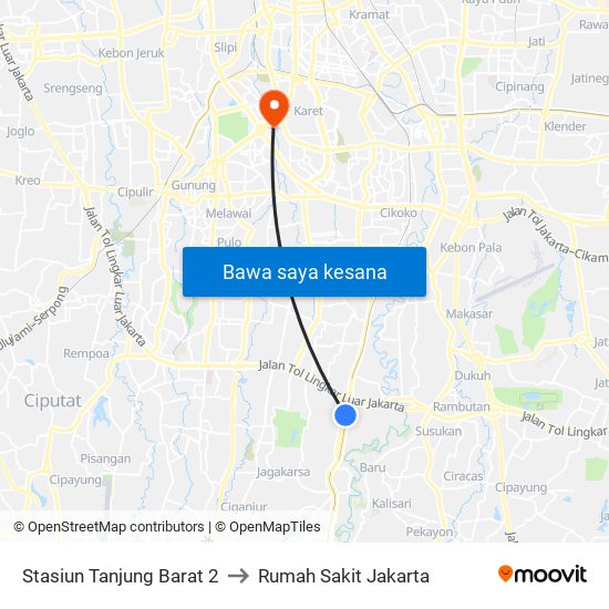 Stasiun Tanjung Barat 2 to Rumah Sakit Jakarta map