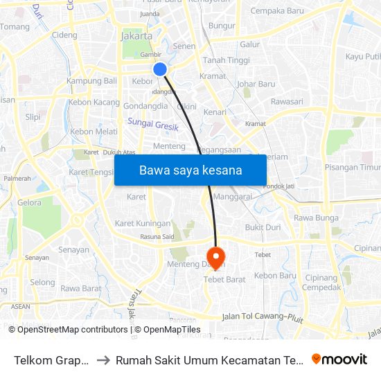 Telkom Grapari to Rumah Sakit Umum Kecamatan Tebet map