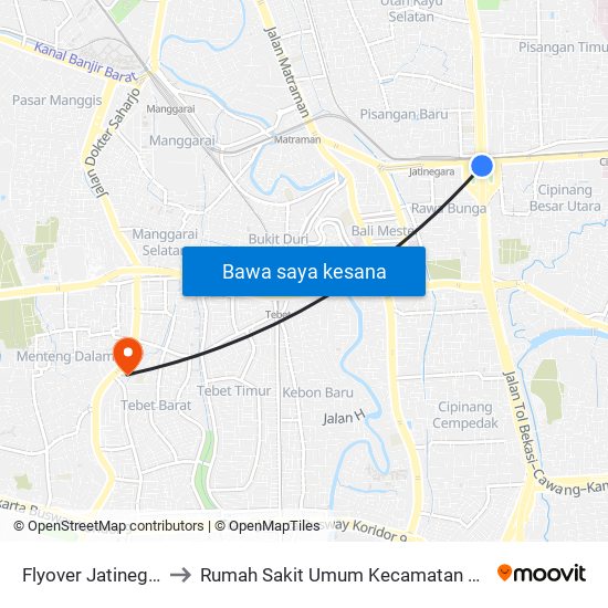 Flyover Jatinegara to Rumah Sakit Umum Kecamatan Tebet map