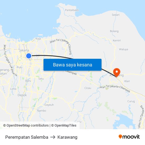 Perempatan Salemba to Karawang map