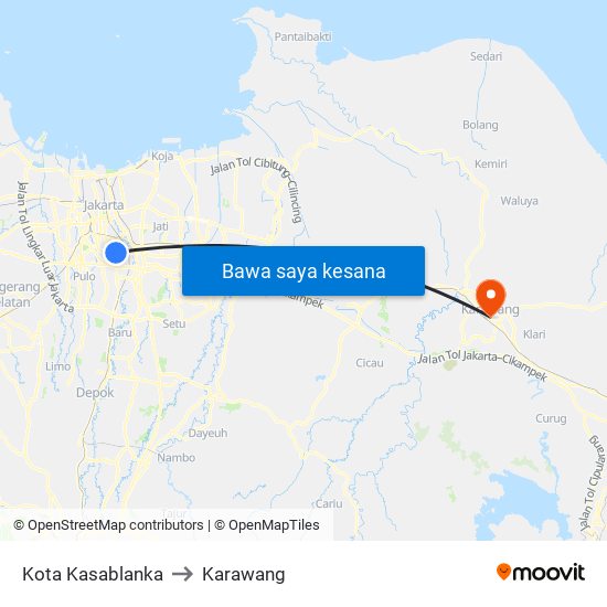 Kota Kasablanka to Karawang map