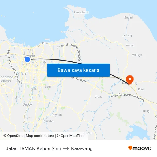 Jalan TAMAN Kebon Sirih to Karawang map