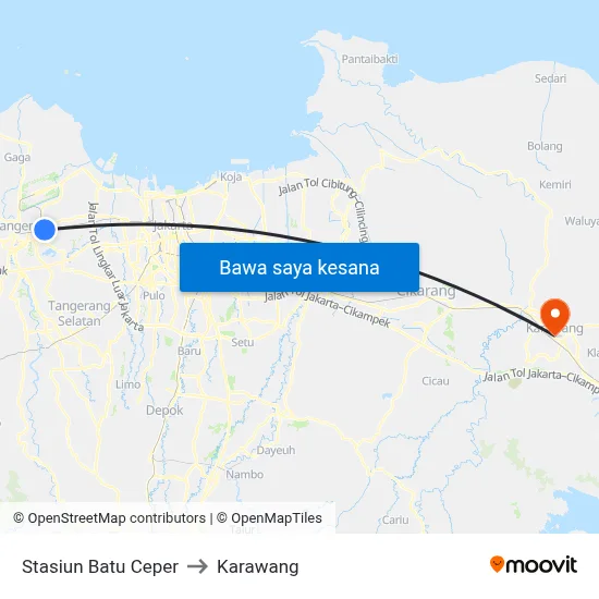 Stasiun Batu Ceper to Karawang map