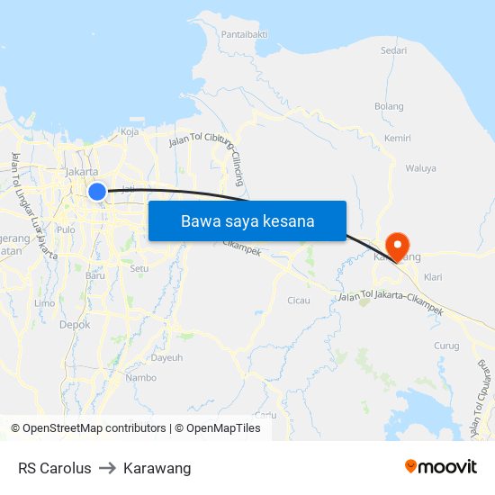 RS Carolus to Karawang map