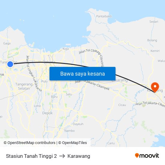 Stasiun Tanah Tinggi 2 to Karawang map