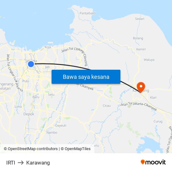 IRTI to Karawang map